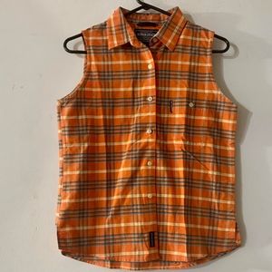 Rough Stock sz Med Orange Striped Sleeveless Blouse